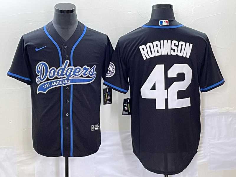 Men%27s Los Angeles Dodgers #42 Jackie Robinson Black With Patch Cool Base Stitched Baseball Jersey->los angeles dodgers->MLB Jersey